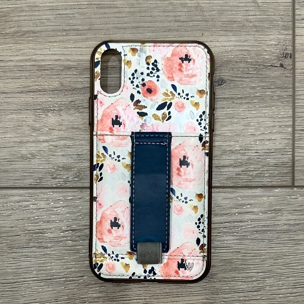 Walli iPhone X XS Floral Phone Case Pink Peony wallet card holder